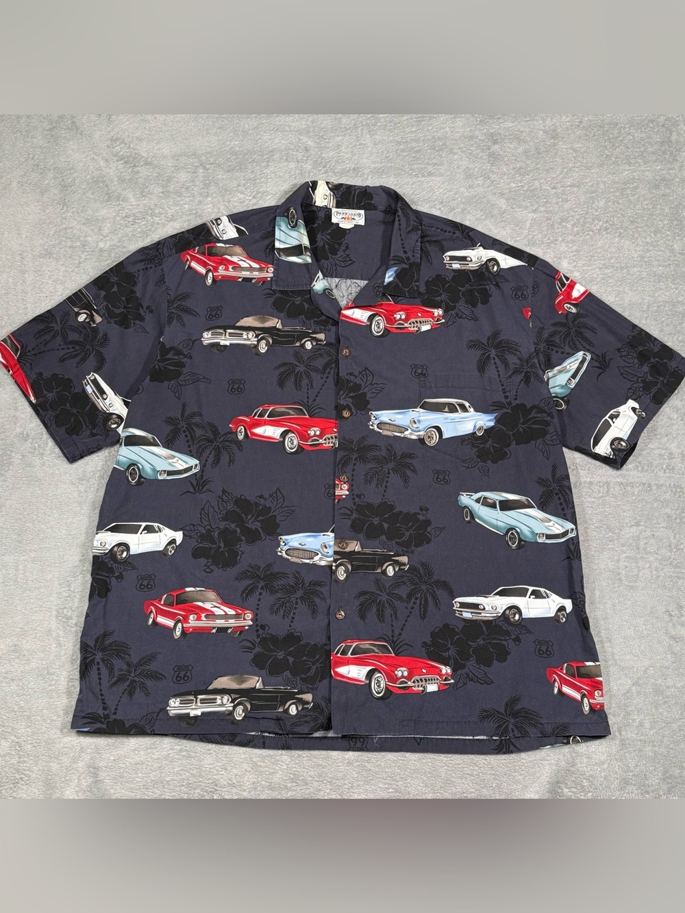 Pacific Legend Hawaiian Shirt Men 4XL Cars USA Made Cotton Party Floral Big Tall